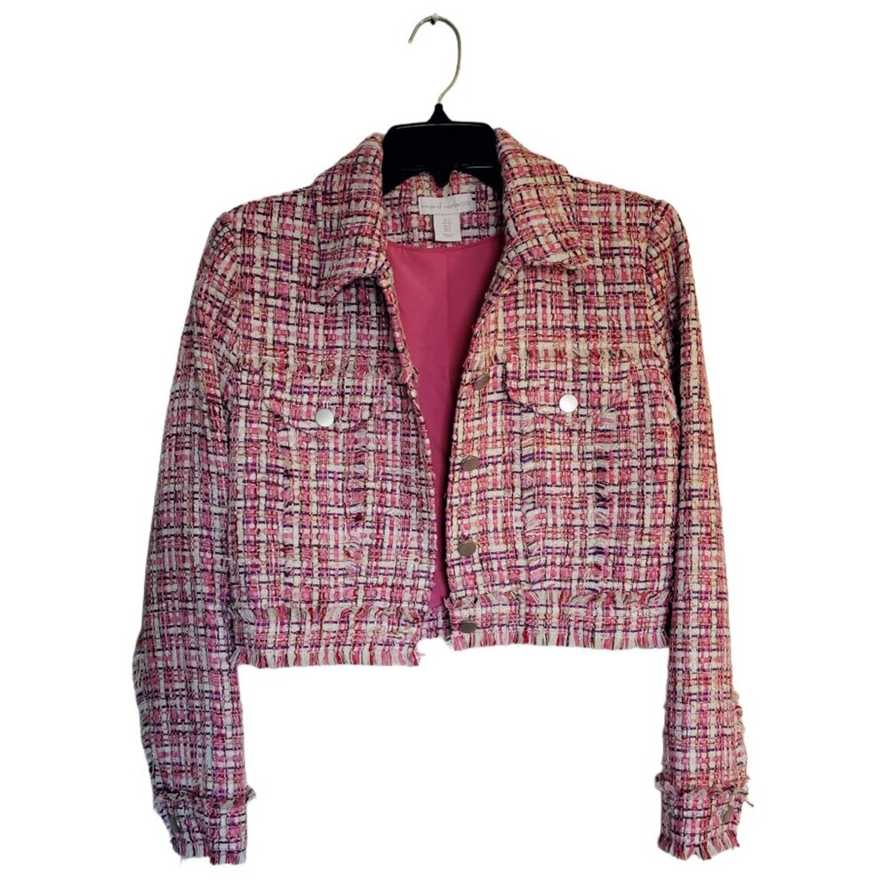 Cropped Pink Woven Vintage Inspired Jacket